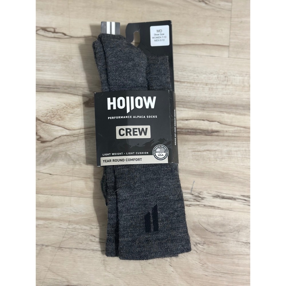 Hollow Performance Alpaca Crew Socks in Dark Gray Men's Size Medium New